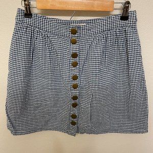 Navy and White Gingham Seersucker Pencil Skirt - Size M